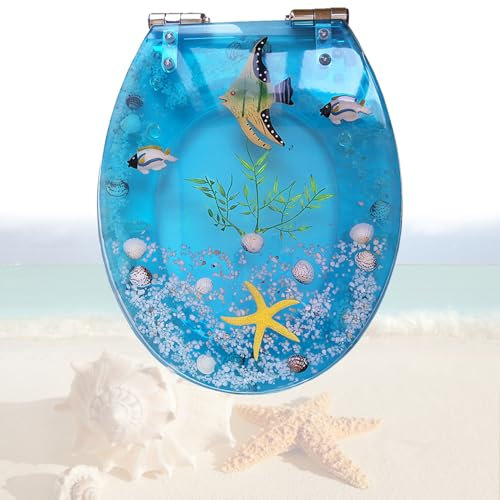 Generisch WC Deckel mit Absenkautomatik, Toilettendeckel, Toilettensitz mit Transparente 3D-Effekte dekorative, WC Sitz inkl Montagematerial, Schnellbefestigung, Bathroom Accessories