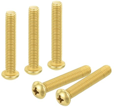 sourcing map Maschinenschrauben aus Messing, M4 x 25 mm, Kreuzschlitz, Maschinenschrauben, Flachkopf-Befestigungsschrauben für Möbel, Büroausrüstung, Elektronik, Messington, 60 Stück
