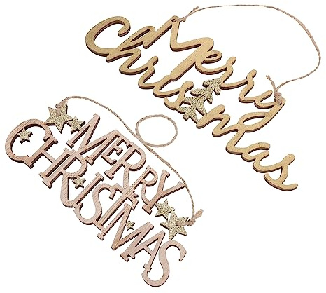 Cabilock 2 Piezas Listado De Navidad Pegatinas Decoraciones Navideñas De Interior Adornos Señales De Neón Guirnalda Navidad Espiral Colgando Cartel Colgante De Feliz Navidad Pósters Madera