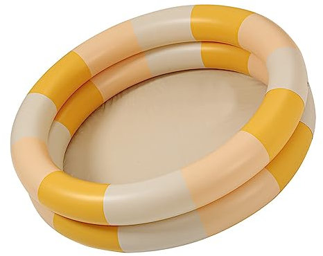 TARSHYRY Baby Pool, Småbarn Badkar Uppblåsbara Pool Baby Retro Spräng Upp Pool Bärbar Rund Pumppool Uppblåsbar Badkar Familj Söt Stil Förtjockad Vatten Pool (Gul rand)