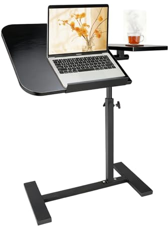 YYW Table de lit réglable à roulettes avec plateau à roulettes pour ordinateur portable et hôpital réglable en hauteur (noir)