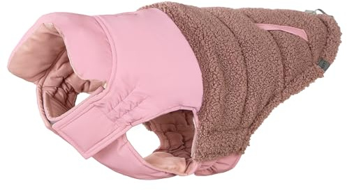 SGSPET Hunde-Wintermantel, Warmes Polsterfleece, Weste mit Geschirr, Wasser-Winddicht, reflektierend, bequem, verstellbar, für kleine/mittel Hunde (Pink, XS(Chest 32cm))