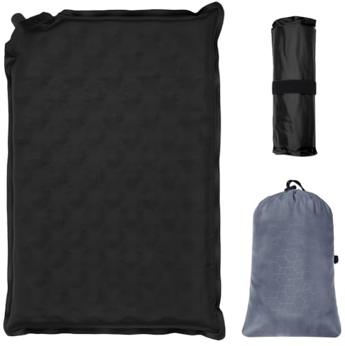 AUYAO Uppblåsbar sittkudde, bärbar uppblåsbar sittkudde, hopfällbara luftkuddar med väska för camping, utomhus, resor, flygplan, strand, vattentät och lätt (41 x 29,5 cm)