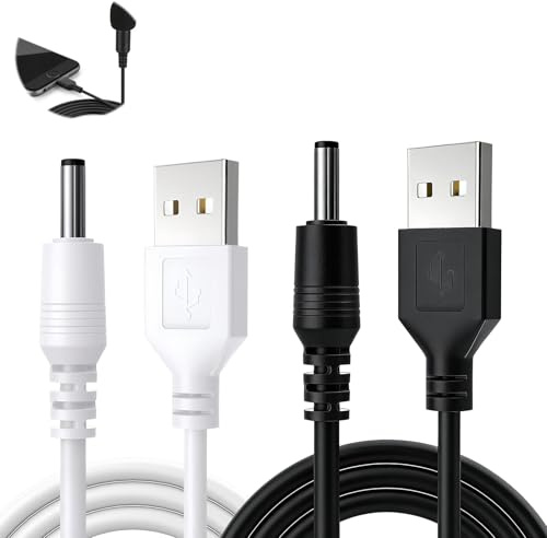 2 Pcs USB Charger Cable Compatible with Fairywill/Bitvae/Seago, Electric Toothbrush Charger Cable DC 3.5 x 1.35mm Replacement Charging Cord, 5V USB Power Lead for Home, Office and Travel Use 1m
