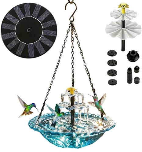 Generisch Solar Vogelbad – Kaskade Mit Pumpensprühkopf | Solar Springbrunnen Außenbereich Zum Anlocken Füttern Wildtiere Kolibri Fink Garten Teich Terrasse