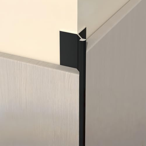 Coayuou Baguette De Finition pour Carrelage Aluminium Baguette Carrelage Bordures D’Angle 8-16 mm, 90 cm X 3, Antirouille, Décorative pour Salon Et Couloir(Black,8mm)