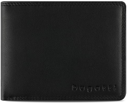 bugatti Simbiosi Herren Geldbörse aus Leder, Portemonnaie, Schwarz