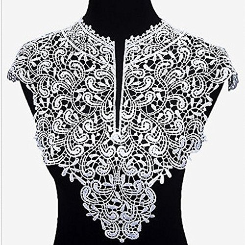 Yulakes 2pcs Spitzenkragen Einsatzkragen Kragen Verzieren für Kleid DIY Handarbeit Vorne + hinten -one Size (weiß)