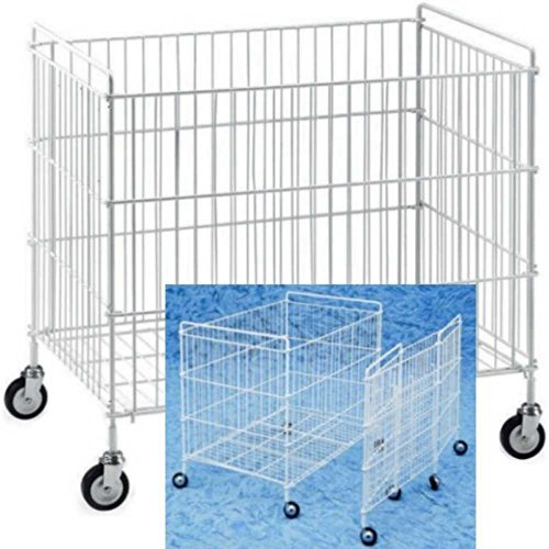 Carrello contenitore pieghevole mm.940x620x880 in tondino di ferro plastificato cestone per lavanderie industriali cesto espositore portabiancheria su ruote
