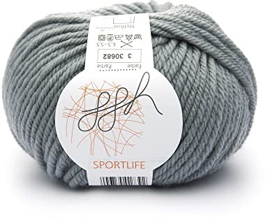 ggh Sportlife | Wolle zum Stricken oder Häkeln | 50 g Knäuel | 100% Schurwolle superwash | Farbe 003 - Stahlgrau