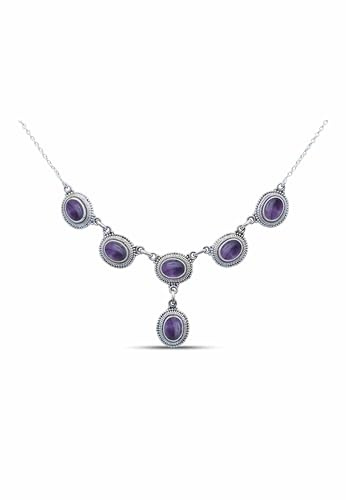 mantraroma Kette 925 Silber Edelstein Collier Silber Damen Sterling Silber Halskette Geschenk (MCO-008)