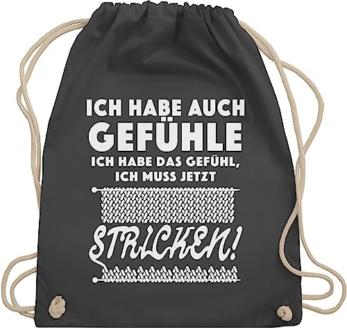 Shirtracer Turnbeutel Rucksack - Hobby Outfit - Ich habe auch Gefühle. Ich habe das Gefühl, ich muss jetzt stricken! - Unisize - Dunkelgrau - stricken beutel stricker juterucksäcke beutelrucksäcke