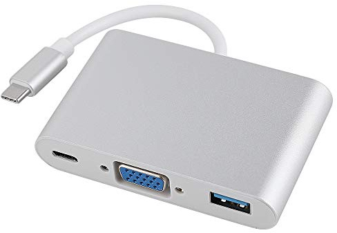 Adaptador USB-C a VGA 3 en 1 tipo C a VGA USB 3.0 + USB-C Multipuerto USB 3.0 Hub Tipo C hembra con cargador y conversor de vídeo