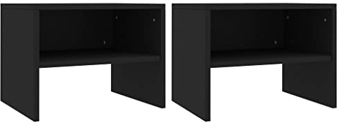 vidaXL 2X Nachttisch mit offenem Fach Nachtschrank Beistelltisch Telefontisch Couchtisch Nachtkommode Nachtkonsole Schwarz 40x30x30cm Holzwerkstoff