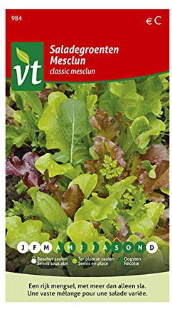 Lettuce Classic Mesclun Seeds per gram - This Mix Includes Lettuce, Chicory, Rocket, Even Chervil - 4 g - Seeds per gram: 800