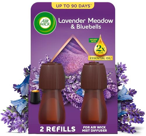 Air Wick Essential Mist Twin Refills, Relaxing Lavender, Pack 2 x 20ml, Natural Essential Oils, Last up to 90 days, Packaging may vary