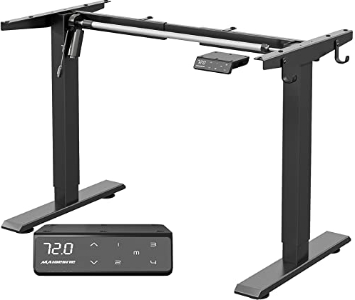 MAIDeSITe Height Adjustable Electric Standing Desk Frame Two-Stage with Heavy Duty Steel Stand up Desk Computer Desk with Automatic Memory Smart Pannel (Black)