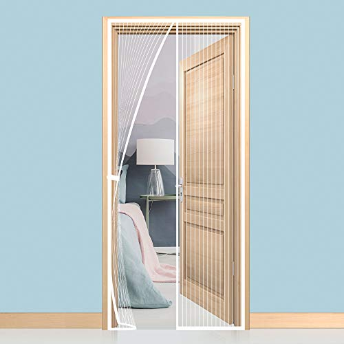 Gimars Magnet Fliegengitter Tür, Insektenschutz Tür 120 x 220 cm，Magnetvorhang Fliegennetz Moskitonetz für Balkontür Kellertür Wohnzimmer Terrassentür, Fliegenschutz ohne Bohren（Weiß）