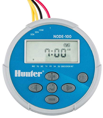 Hunter NODE-100-LS - Timer per irrigazione a batteria, regolatore di | 1 controller di irrigazione a batteria per zone remote/gocciolanti con alloggiamento impermeabile, nessun cablaggio CA