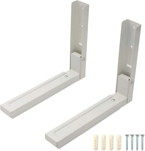 Utiz Universal Microwave Shelf Wall Bracket Holder | Extendable Arms | Microwave Weight 45kg | Under Cabinet | (Silver) Suitable for All Microwaves