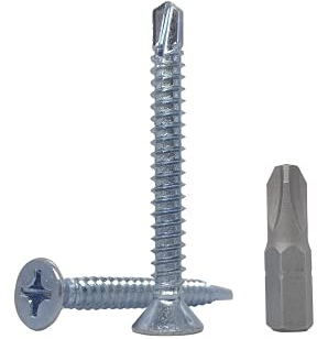 Confezione da 40 pezzi DIN 7504 P in acciaio zincato 5,5 x 50 mm, viti autoforanti per lamiera (PH) a testa svasata Phillips, autofilettanti (40, 5,5 x 50 mm)