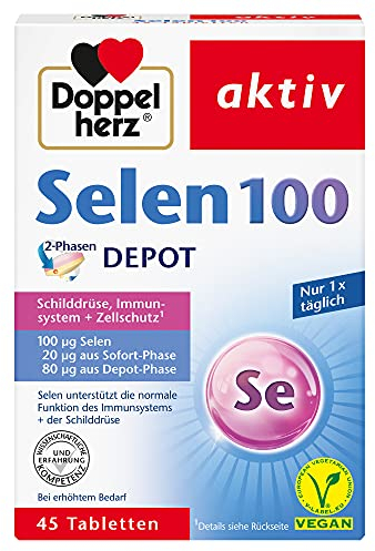 Doppelherz Selen 100 2-Phasen DEPOT - Selen unterstützt die normale Funktion des Immunsystems und der Schilddrüse - vegan - 45 Tabletten