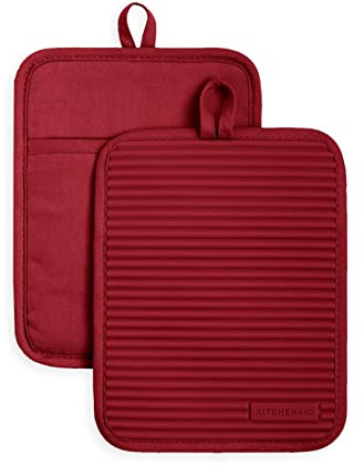 KitchenAid Geripptes Topflappen-Set aus weichem Silikon, geräucherter Paprika