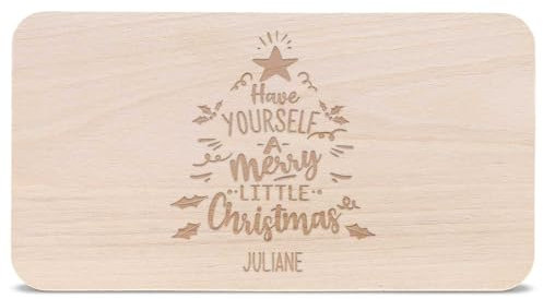 GRAVURZEILE Frühstücksbrettchen aus Holz mit Gravur - Have yourself a merry little Christmas - Weihnachtsdeko - Personalisiert mit Namen - Zu Weihnachten als Geschenk zum Wichteln und Nikolaus
