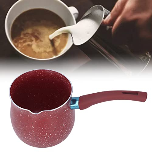 Uadme Casserole à Lait antiadhésive 11cm Pot à Lait Casserole à Lait Antiadhésive légère Cuisine Marmite Mini cafetière avec Bec verseur(Rouge)