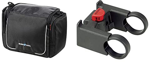 KLICKfix 0270AS Aventour Sport Stuurtas, Black, 7 Liter, & 2110 Zubehör Lenkeradapter mit 31.8 Mm, schwarz, one Size