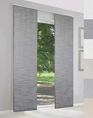 Sun World Schiebegardinen nach Maß Leon, Gardinen, hochqualitative Wertarbeit, Maßanfertigung, Schiebevorhang, Raumteiler, Flächenvorhang, inkl. Laufwagen (237cm Höhe x 60cm Breite/Silbergrau)