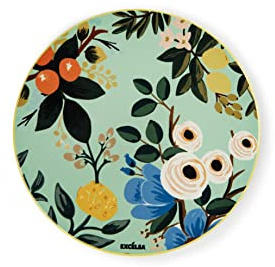 Excelsa Blumen Frida Untersetzer, Keramik Dolomit und Kork, 16 x 16 cm