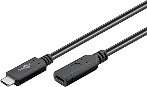 goobay 61038 USB C Verlängerung 1m USB 3.2 Gen 2 / USBC Schnellladekabel 60W 20V 3A Ladekabel/USB-Kabel 10 Gbits/USB Verlängerungskabel 1m