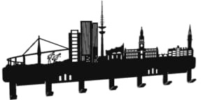 steland metallmanufaktur® Schlüsselbrett Skyline Hamburg (300x100mm) –modernes Design ohne sichtbare Schrauben, extra Schlitze, Befestigung –Schlüsselhalter Flur Deko Schlüsselaufbewahrung