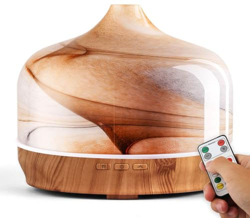Porseme Large Oil Diffusers 500ml Essential Oil Diffuser With Remote | 7 Colors Changing Humidifier,Ultrasonic Cool Mist Aromatherapy Diffuser Quiet, Auto-off Air Fresheners for Home(Desert)