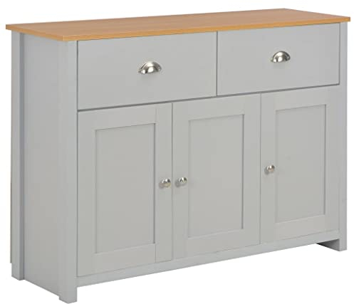 BaraSh Sideboard Grau 112x35x81 cm Braun Kommode TüRen Sideboard Flur Schmal Eckkommode