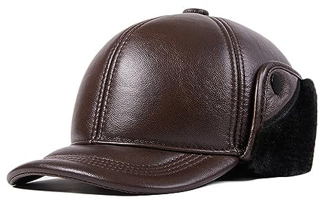 Herren Fliegermütze Winter Mütze Warme Pilotenmütze mit Ohrenklappen Kunstfell Wintermütze Ohrenschützer Bomber Hut Trapper Mütze