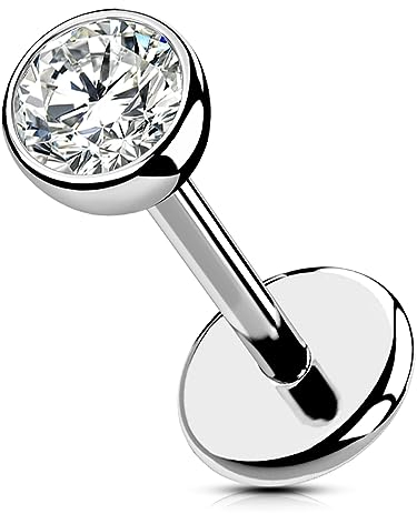 OUFER Body Piercing Titanium Lippenpiercings Push in Labret Piercing 5/6/8/10/12mm Lip Stud 20G Helix Piercings Lip Labret Stud Tragus Threadless Helix Earrings Stud Bar Jewellery