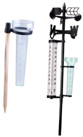 BESPORTBLE Ensemble De Mesure Extérieur Thermomètre Et Pluviomètre Pour Jardin Station Météo Pratique Capteur De Direction Vent Outil De Jardinage Polyvalent Mesure Des Températures En °c Et °f