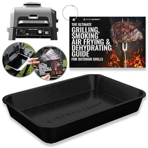 INFRAOVENS Drip Pan Liner For Ninja Woodfire Outdoor Grill Pro XL, Pro Connect XL, OG850 OG951 Reusable Non Disposable Tray, Cheat Sheet Cooking Guide Accessory for Wood Fire Grill Smoker 7-in-1