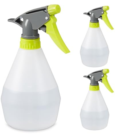 Relaxdays Sprühflasche, 3er Set, 500 ml, Düse mit Nebel und Strahl, mit Skala, nachfüllbar, Kunststoff, Zerstäuber, weiß | mit Skala, nachfüllbar, Kunststoff, Zerstäuber