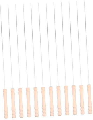 POPETPOP 12 Pièces Bâtons De Barbecue Avec Manche En Bois Mini Fumeur Gril En Plein Air Outils De Barbecue Gril Brésilien De Barbecue Outils De Gril Acier Inoxydable Brochettes