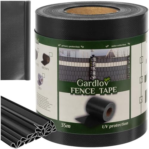 Strisce frangivista per recinzione a doppia asta, 630 g/m², lunghezza 35 m, con clip di montaggio per giardino, balcone, tarassa, grigio/argento/verde/marrone/antracite, 23707, colore: antracite