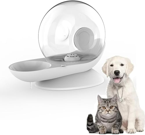 Coogime Wasserspender für Katzen und Hunde, 2.8L Automatischer Schwerkraft Haustier Trinkbrunnen mit Filter, Tränke, Selbstfutterstation, Hohes Volumen (Grey, L)