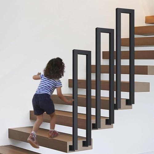 Geländer Treppe, Handlauf Treppe, Treppengeländer Innen, Handlauf Schwarz, Treppengeländer Außen, U Förmiger Geländer Außen, Treppenhandlauf für Balkone Flure Wohnungen Villen (Schwarz/35CM)