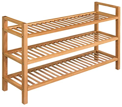 DYRJDJWIDHW schuhregal klein,schuhregal,schuhregal schmal,Schuhregal mit 3 Etagen 100x27x60 cm Massivholz EicheFür Türöffnungen, Korridore
