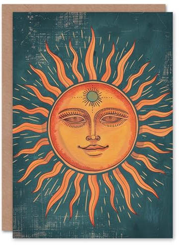Artery8 Tarot Stil Design Sonne Lächelndes Gesicht Geburtstagskarte