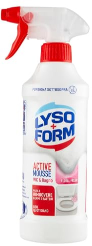 Lysoform Active Mousse Floral Fresh, Detergente Bagno, Azione Anticalcare, Igienizzante Bagno Contro Germi e Batteri, Funziona Anche Sottosopra, Formula a Schiuma Compatta, Formato 435 ml