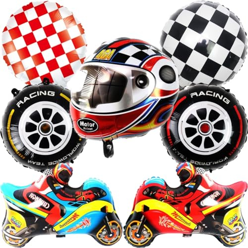 Motocross-Luftballons, Racing-Helm, Geburtstag, Party, Dekoration, Rennauto, Autoreifen, Luftballons, Folienballons, Latexballons