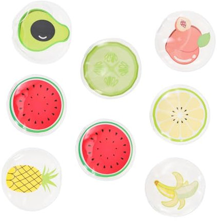 COLLBATH 8stücke Teiliges Kühlender Pvc Gel Augenpads Mit Fruchtigem Design Wiederverwendbare Eisbeutel Zur Kalttherapie Bei Müden Augen Schwellungen Und Tränensäcken Für Schlaf Und Entspan